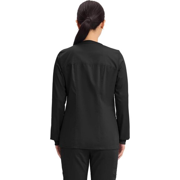 Women's Zip Front Scrub Jacket Soft Breathable Stretch Pockets Nursing Uniform - Picture 5 of 7